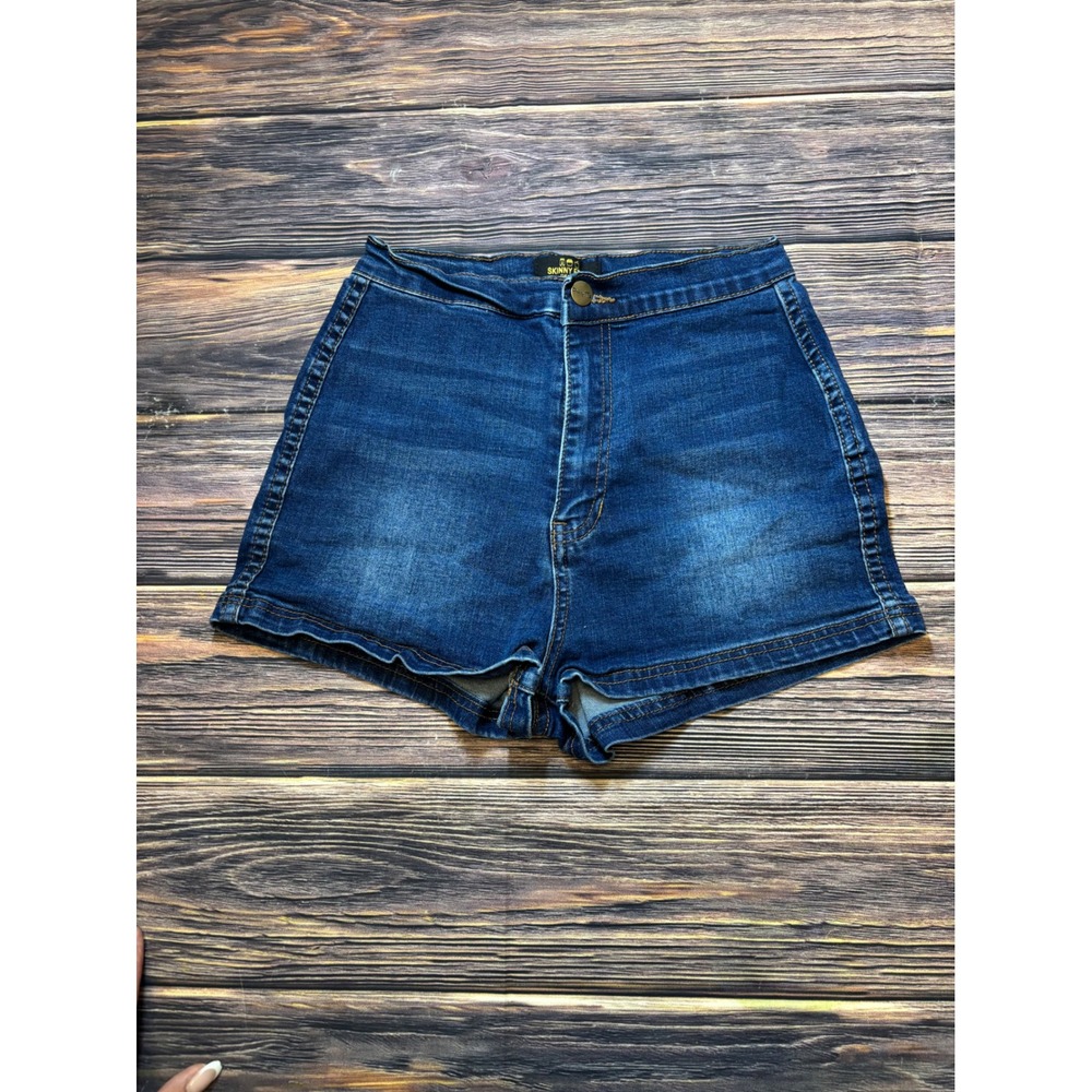 Skinny Fries Jean Shorts Womens S Blue High Rise Distressed Denim Casual Summer